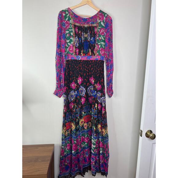NEW Anthropologie Moulinette Soeurs Emporia Boho Lined Pink Maxi Dress Size: 6 - Picture 2 of 7